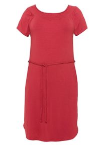 Große Größen Kleid mit Bindeband und Carmenausschnitt Gr. 42 rot von sheego für Damen