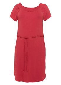 Große Größen Kleid mit Bindeband und Carmenausschnitt Gr. 44 rot von sheego für Damen
