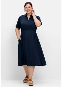 Große Größen Hemdblusenkleid mit Gummizugbund in der Taille Gr. 54 blau von sheego für Damen