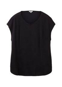 Tom Tailor Große Größen Shirt mit weitem Ausschnitt, aus Viskose Gr. 48 schwarz für Damen