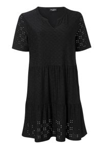 Via Appia Due Große Größen Jerseykleid mit Lochstickerei Gr. 54 schwarz für Damen