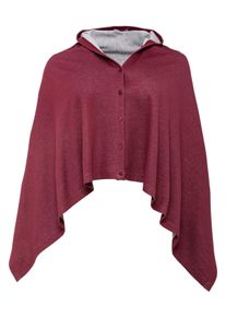 Große Größen Poncho mit V-Ausschnitt und Knopfleiste Gr. 1 rot von sheego für Damen