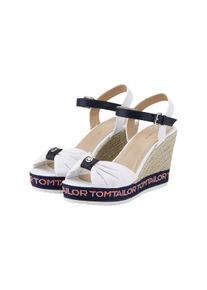 Tom Tailor Damen Sandalen mit Keilabsatz, weiß, Uni, Gr. 37