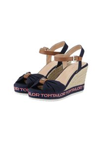 Tom Tailor Damen Sandalen mit Keilabsatz, blau, Uni, Gr. 37