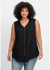 sheego by Joe Browns Große Größen Top mit dekorativer Knopfleiste und zipfeligem Saum Gr. 42 schwarz von sheego für Damen