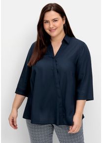 Große Größen Bluse in Wickeloptik, mit 3/4-Arm Gr. 42 blau von sheego für Damen