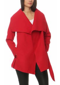 malito more than fashion Malito Damen Mantel kurz mit Wasserfall-Schnitt | Trenchcoat mit Gürtel | weicher Dufflecoat | Parka - Jacke 3041 (rot)