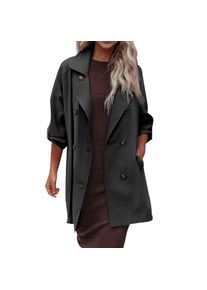 YCBMINGCAN Damen-Trenchcoat, zweireihig, klassischer -Mantel, schmaler Oberbekleidungsmantel mit Gürtel Mantel Damen Schwarz 46