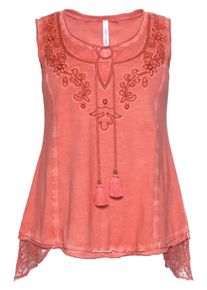 Große Größen Top in Oil-washed-Optik Gr. 50 rot von sheego für Damen
