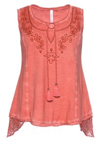 Große Größen Top in Oil-washed-Optik Gr. 46 rot von sheego für Damen