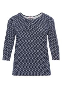 Große Größen Shirt mit asymmetrischen Falten Gr. 56/58 blau bedruckt von sheego für Damen