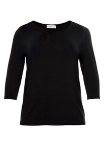 Große Größen Shirt mit asymmetrischen Falten Gr. 52/54 schwarz bedruckt von sheego für Damen