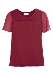 Große Größen Shirt im Materialmix Gr. 52/54 rot von sheego für Damen
