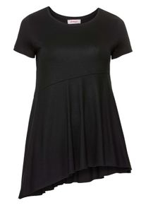 Große Größen Shirt mit asymmetrischem Saum Gr. 56/58 schwarz von sheego für Damen