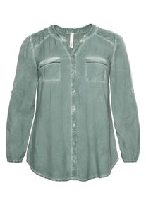 Große Größen Bluse in Oil-washed-Optik Gr. 48 grün von sheego für Damen