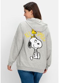 Große Größen Kapuzen-Sweatjacke mit Snoopy-Print Gr. 44/46 grau von sheego für Damen