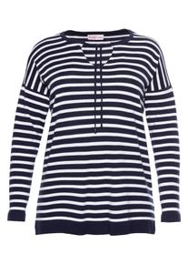 Große Größen Pullover mit Ringeln Gr. 56/58 blau/weiß von sheego für Damen