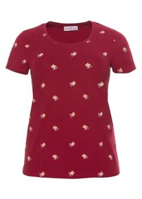 Große Größen T-Shirt mit floralem Alloverdruck Gr. 52/54 rot geblümt von sheego für Damen