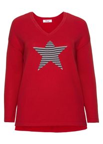 Große Größen Pullover mit Sternmotiv Gr. 56/58 rot von sheego für Damen