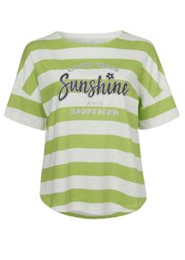 Via Appia Due Große Größen Shirt mit Blockstreifen und Glitzermotiv Gr. 48 grün für Damen