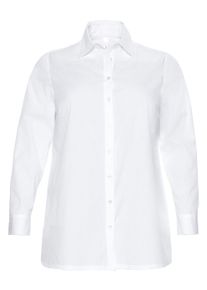 Große Größen BASIC Longbluse mit Blusenkragen und Knopfleiste Gr. 58 weiß gestreift von sheego für Damen