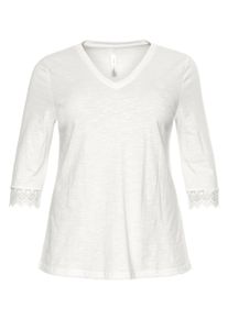 Große Größen Shirt mit Spitze Gr. 56/58 weiß von sheego für Damen