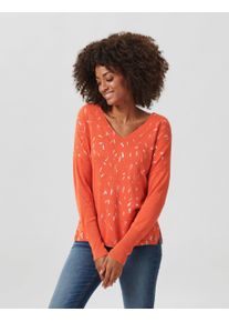 Madeleine Mode MADELEINE Oversized-Pullover mit Folienprint Damen campari/silberfarben / orange