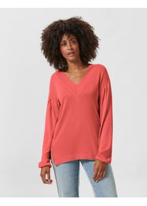 Madeleine Mode MADELEINE Oversized-Pullover mit V-Ausschnitt Damen koralle / rot