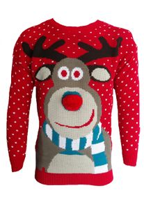 Get The Trend Blush Avenue® Herren Strickpullover mit Weihnachtsmuster Unisex, gestrickt, Rot Large