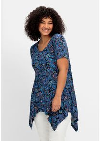 sheego by Joe Browns Große Größen Zipfelshirt in Longform, mit Paisleydruck Gr. 56/58 blau von sheego für Damen