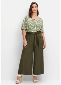 Große Größen Culotte in Curvy-Schnitt ELLA mit Stoffgürtel Gr. 50 grün von sheego für Damen
