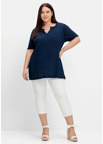 Große Größen Schmale 7/8-Hose mit Gummibund, aus Twill Gr. 42 weiß von sheego für Damen