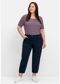 Große Größen 7/8-Cargohose mit Gummibund und elastischem Saum Gr. 52 blau von sheego für Damen
