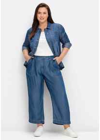 Große Größen Weite Jeans aus TENCEL™ Lyocell, mit Kontrastnähten Gr. 42 blau von sheego für Damen
