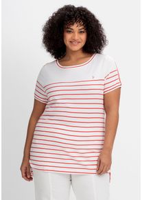 Große Größen Ringelshirt mit Kontrastdetails Gr. 40/42 rot von sheego für Damen