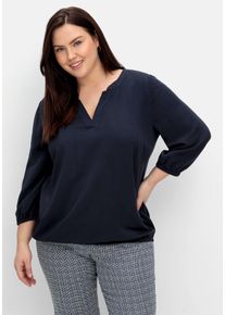 Große Größen Tunika mit Gummizugbund an 3/4-Arm und Saum Gr. 42 blau von sheego für Damen