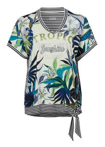 Via Appia Due Große Größen Bedrucktes Shirt mit Knotendetail am Saum Gr. 46 blau geblümt für Damen