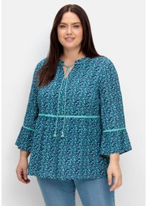Große Größen Tunika mit Blumenprint und 3/4-Arm Gr. 44 blau geblümt von sheego für Damen