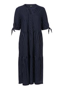 Via Appia Due Große Größen Gestreiftes Stufenkleid aus leichtem Piqué Gr. 46 blau/weiß für Damen