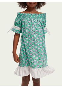 Scotch & Soda Scotch & Soda Schulterfreies, gesmoktes Minikleid mit Print