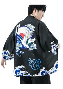 Generic Herren Retro Japan Happi Kimono Yukata Mäntel Sommer Jacke 3/4 Ärmel Baggy Gedruckt Haori Cardigan Tops