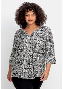 Große Größen Tunika mit 3/4-Arm und Alloverprint Gr. 44 schwarz bedruckt von sheego für Damen