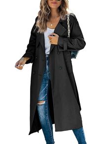 Chollius Damen Mantel Mädchen Trenchcoat Zweireihige Lange Windjacke Klassische Frühling Herbst Winter Jacke Winddichter Mantel S-XXL