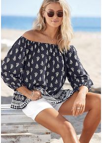 Vivance Carmenbluse mehrfarbig Gr. 32/34 für Damen. Mit Carmenausschnitt. Figurumspielend. Nachhaltig.
