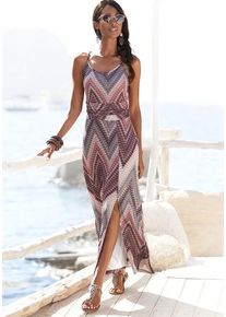 Lascana Midikleid mehrfarbig Gr. 34 für Damen. Rundhals und Allover-Druck. Figurbetont. Nachhaltig.