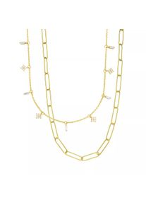 Leaf Halskette - Necklace Set Big Square, silver gold plate - in silber - Halskette für Damen