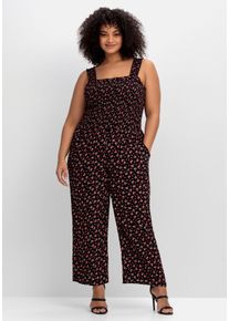 sheego by Joe Browns Große Größen Ärmelloser Overall mit Blümchendruck und weitem Bein Gr. 52 schwarz von sheego für Damen