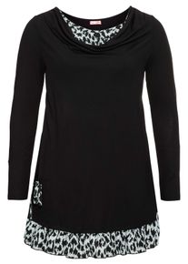 sheego by Joe Browns Große Größen Longshirt in Lagenoptik mit Volant Gr. 56/58 schwarz von sheego für Damen