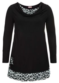 sheego by Joe Browns Große Größen Longshirt in Lagenoptik mit Volant Gr. 48/50 schwarz von sheego für Damen