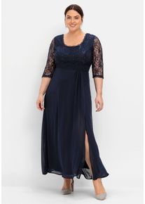 Große Größen Abendkleid mit floraler Spitze Gr. 54 blau geblümt von sheego für Damen